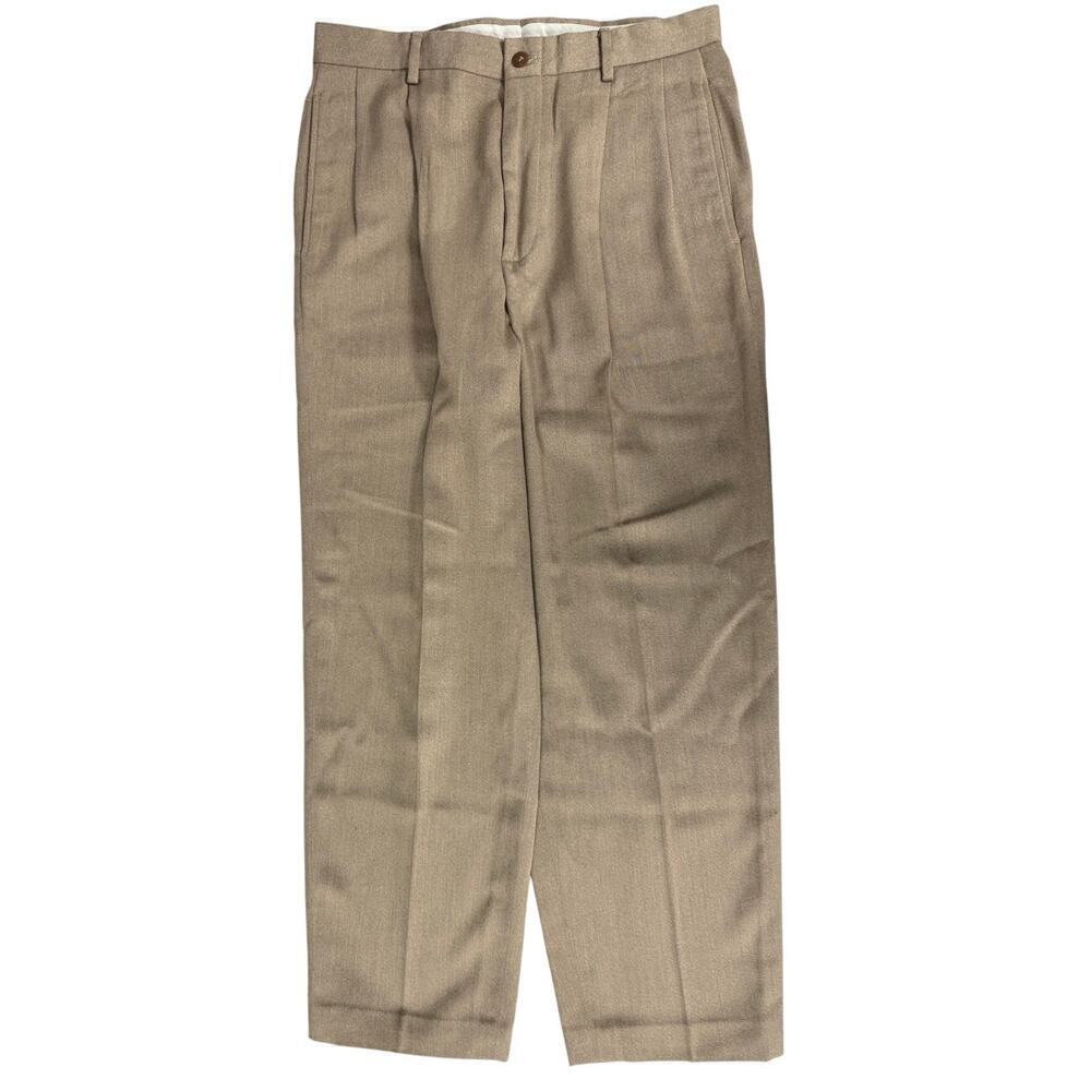 VTG 80s 90s Claiborne Tan Womens Trousers Pants Pleated  Sz 32 /29 High Waist